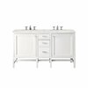 James Martin Vanities Addison 60in Double Vanity, Glossy White w/ 3 CM Eternal Jasmine Pearl Quartz Top E444-V60D-GW-3EJP